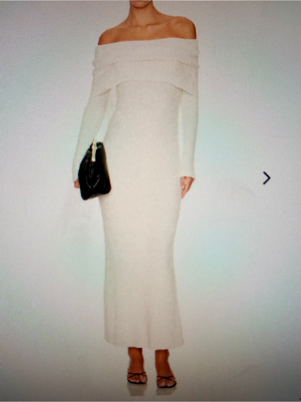 Lovers and Friends Off-Shoulder Cream Knit Maxi Dress